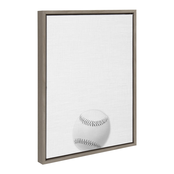 Kate & Laurel Sylvie Baseball Portrait Framed Canvas Gray 18x24