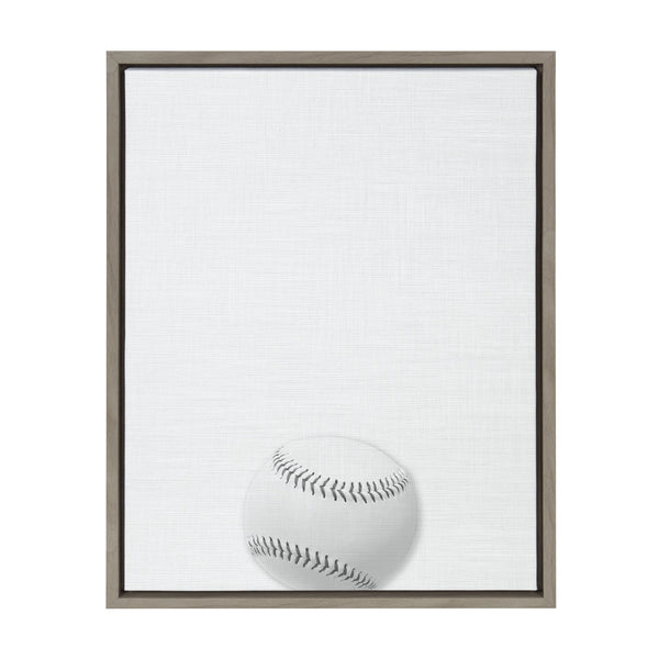 kate & laurel Sylvie Baseball Portrait Framed Canvas Gray 18x24