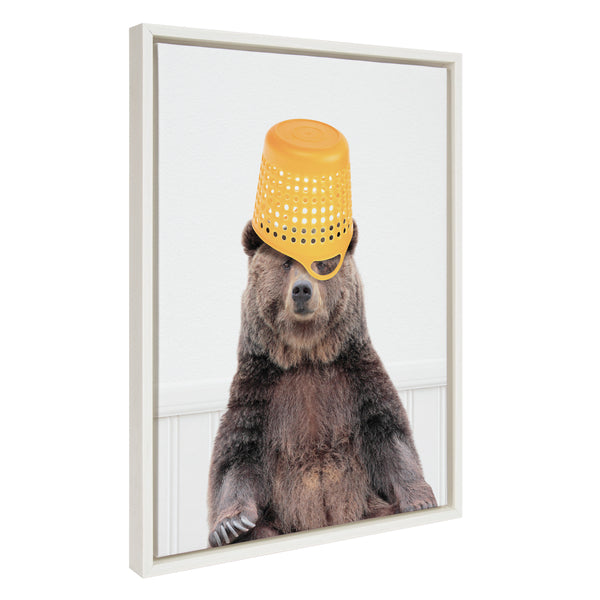 Kate & Laurel Sylvie Basket Case Bear Framed Canvas By Amy Peterson Art Studio