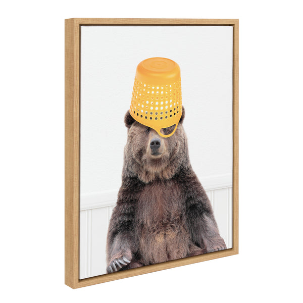 kate & laurel Sylvie Basket Case Bear Framed Canvas by Amy Peterson Art Studio