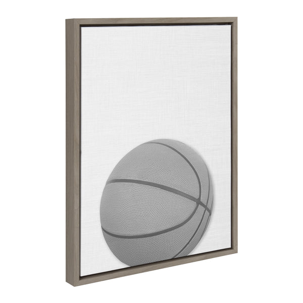 Kate & Laurel Sylvie Basketball Portrait Framed Canvas Gray 18x24
