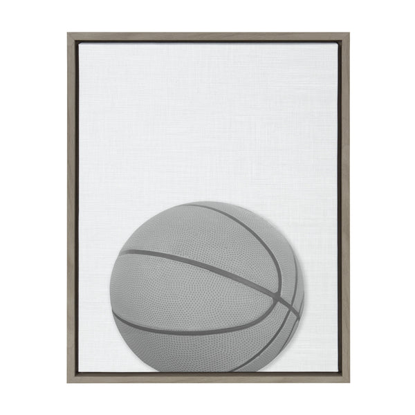 kate & laurel Sylvie Basketball Portrait Framed Canvas Gray 18x24