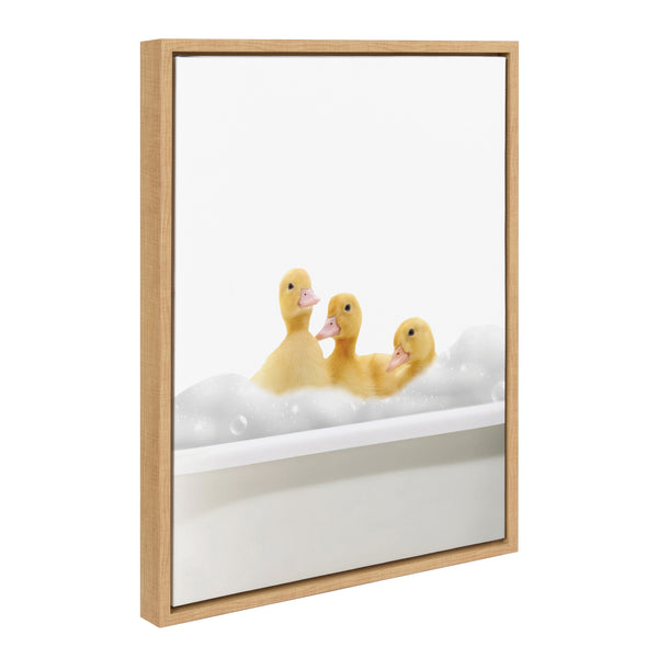 Kate & Laurel Sylvie Bathroom Bubble Bath 3 Ducks Framed Canvas By The Creative Bunch Studio