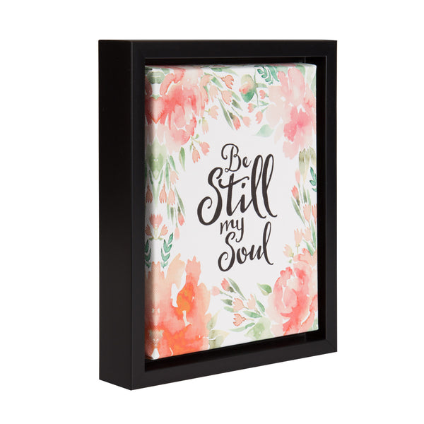 Kate & Laurel Sylvie Be Still Floral Watercolor Art Framed Canvas