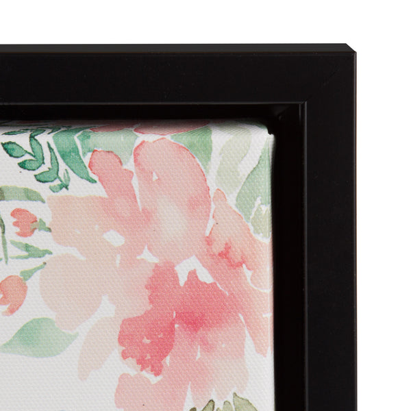Kate & Laurel Sylvie Be Still Floral Watercolor Art Framed Canvas
