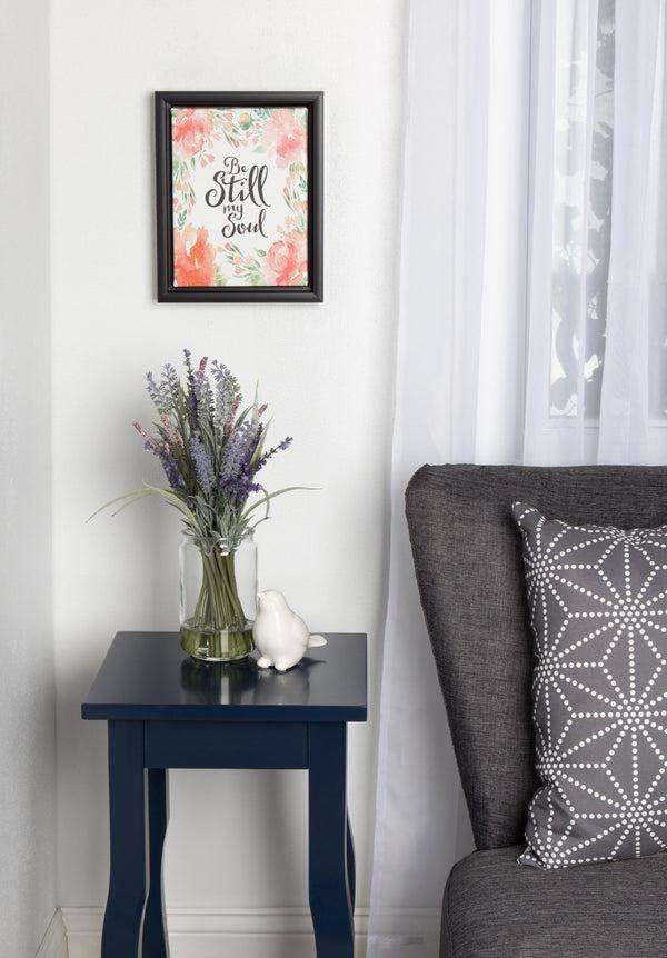 Kate & Laurel Sylvie Be Still Floral Watercolor Art Framed Canvas
