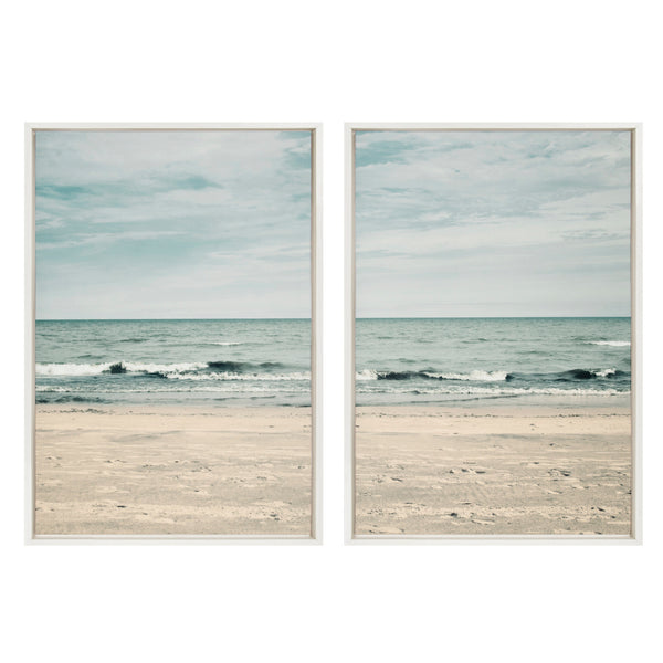 Kate & Laurel Sylvie Beach 2 Left And Right Framed Canvas By Emiko And Mark Franzen Of F2Images