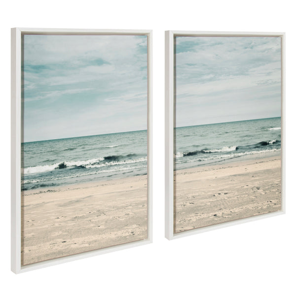 kate & laurel Sylvie Beach 2 Left and Right Framed Canvas by Emiko and Mark Franzen of F2Images