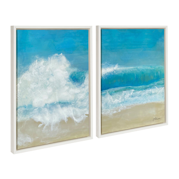 kate & laurel Sylvie Beach Day Left and Right Framed Canvas by Julie Maida