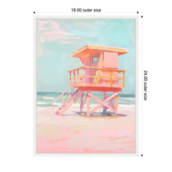 Kate & Laurel Sylvie Beach Lifeguard Tower Pastels Framed Canvas By Honey Island Studio