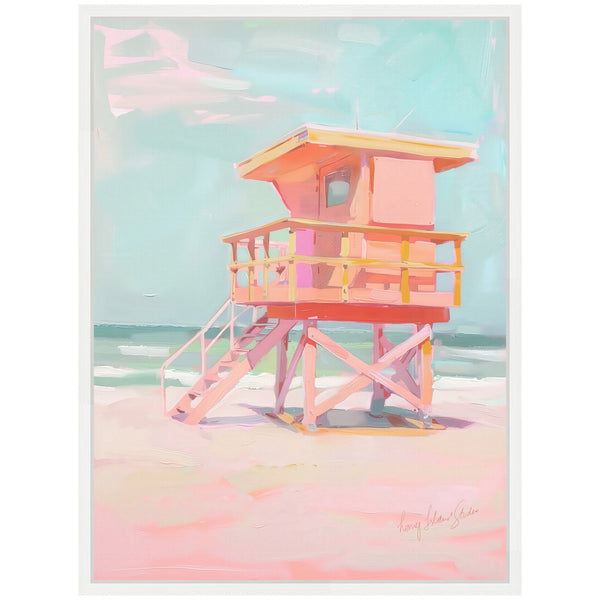 Kate & Laurel Sylvie Beach Lifeguard Tower Pastels Framed Canvas By Honey Island Studio