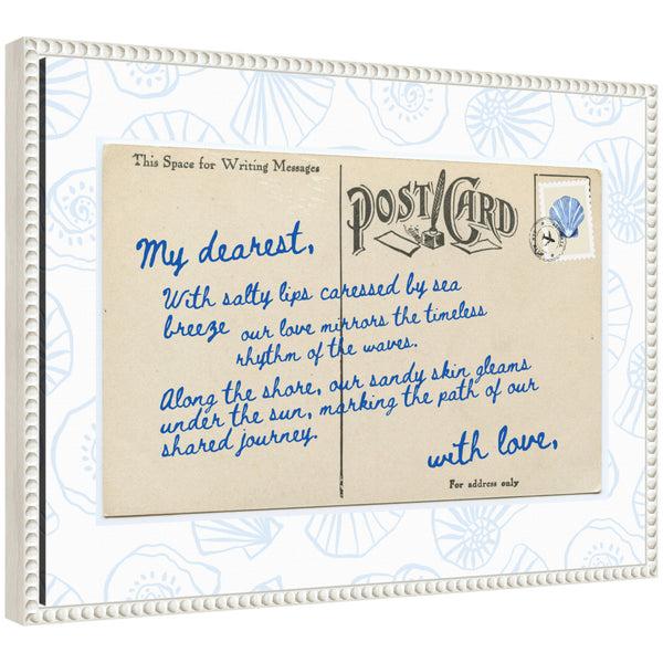 Kate & Laurel Sylvie Beach Love Letter Blue Framed Canvas By Honey Island Studio