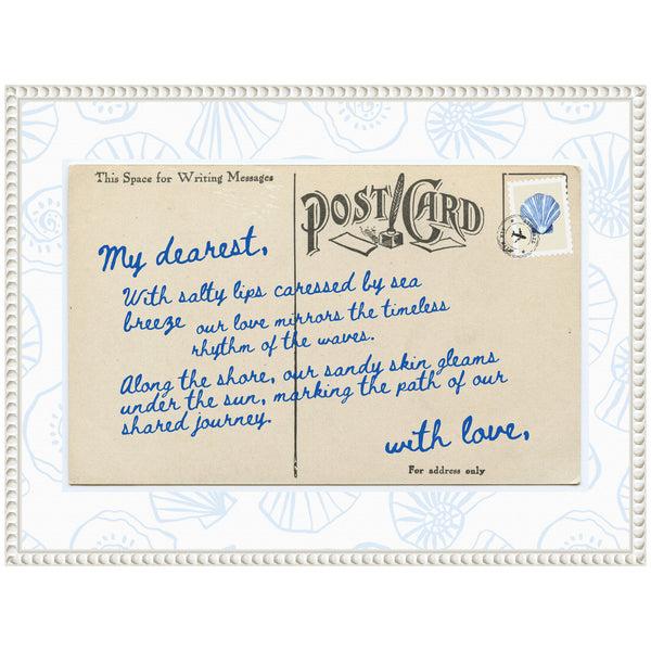 Kate & Laurel Sylvie Beach Love Letter Blue Framed Canvas By Honey Island Studio
