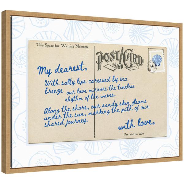 kate & laurel Sylvie Beach Love Letter Blue Framed Canvas by Honey Island Studio