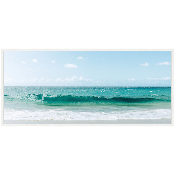 Kate & Laurel Sylvie Beach Ocean Day Over Blue Clear Waters Framed Canvas By Alicia Abla