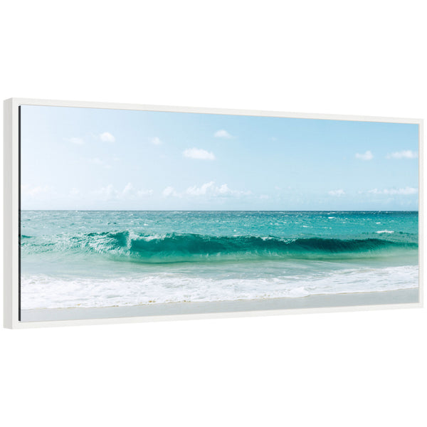 kate & laurel Sylvie Beach Ocean Day over Blue Clear Waters Framed Canvas by Alicia Abla