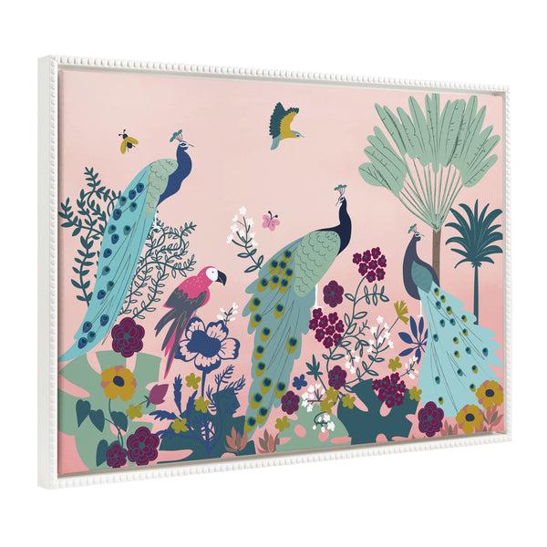 kate & laurel Sylvie Beaded 938 Peacock Paradise Framed Canvas by Teju Reval