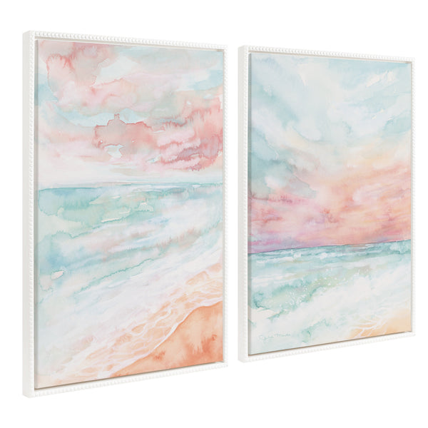Kate & Laurel Sylvie Beaded All Is Calm And Sky And Sea Framed Canvas Art Set By Julie Maida