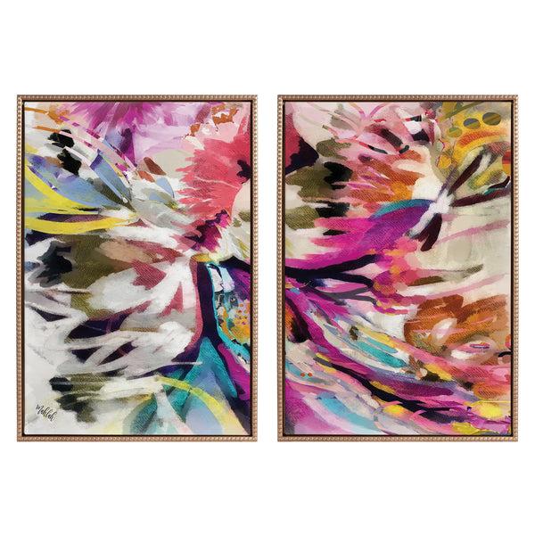 kate & laurel Sylvie Beaded Amaze Left and Right Framed Canvas Art Set by Inkheart Designs