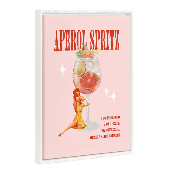Kate & Laurel Sylvie Beaded Aperol Spritz Pinup Framed Canvas By Alli Standefer