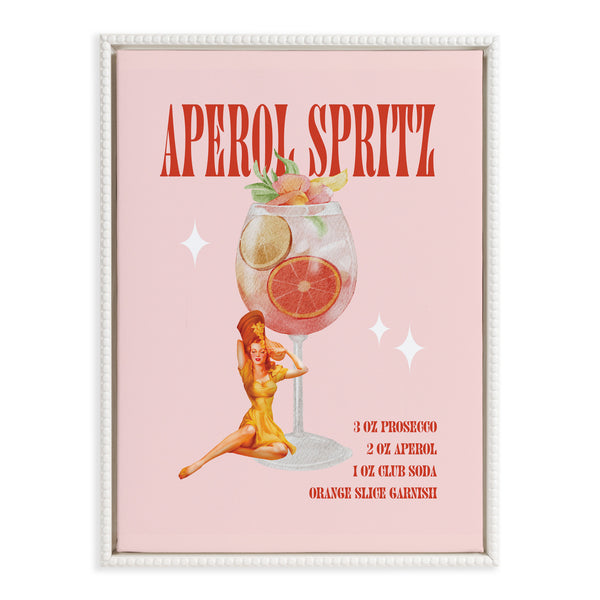 Kate & Laurel Sylvie Beaded Aperol Spritz Pinup Framed Canvas By Alli Standefer
