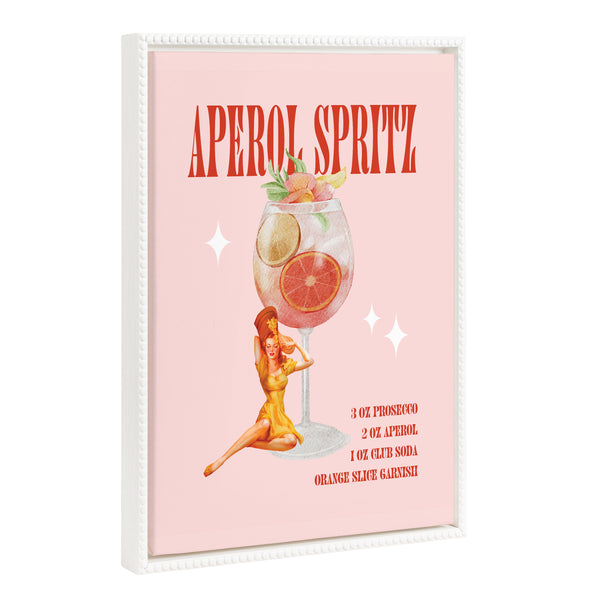 kate & laurel Sylvie Beaded Aperol Spritz Pinup Framed Canvas by Alli Standefer