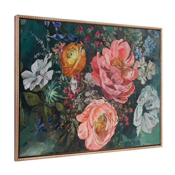 Kate & Laurel Sylvie Beaded AQ Peony Bouquet Framed Canvas By Annie Quigley