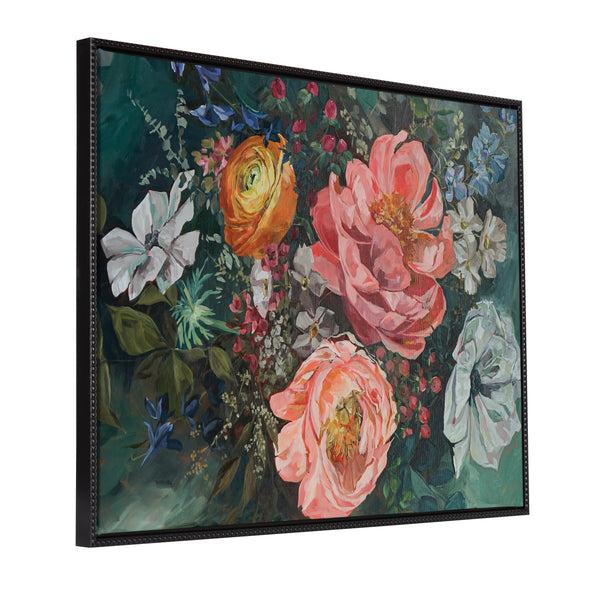 kate & laurel Sylvie Beaded AQ Peony Bouquet Framed Canvas by Annie Quigley