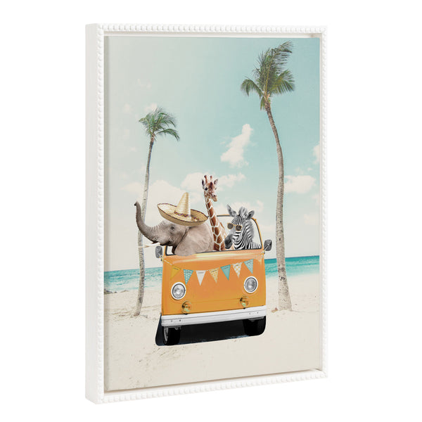 Kate & Laurel Sylvie Beaded Beach Adventures Framed Canvas By July Art Prints