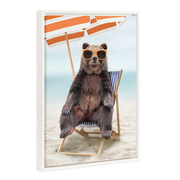 kate & laurel Sylvie Beaded Beach Chair Bear Framed Canvas by Amy Peterson