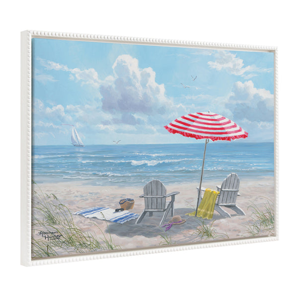Kate & Laurel Sylvie Beaded Beach Day Framed Canvas By Abraham Hunter