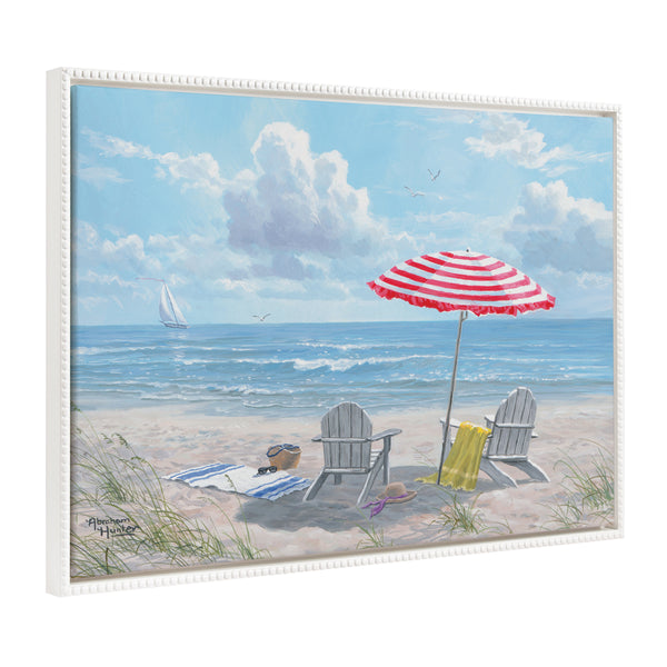 kate & laurel Sylvie Beaded Beach Day Framed Canvas by Abraham Hunter