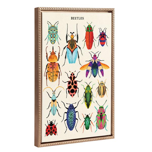 Kate & Laurel Sylvie Beaded Beetles Framed Canvas By Tània García
