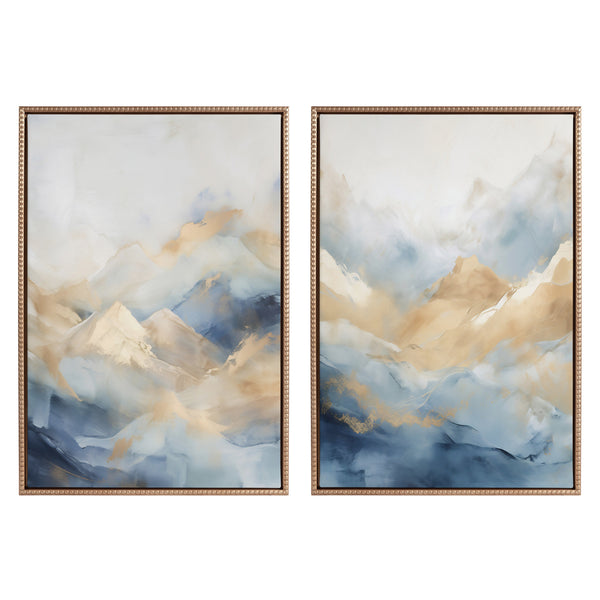 Kate & Laurel Sylvie Beaded Blue Mountains I And II Framed Canvas Art Set By Amy Lighthall