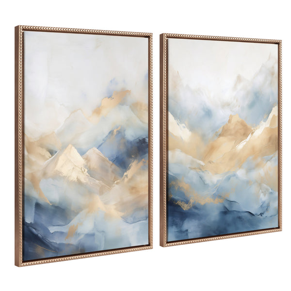Kate & Laurel Sylvie Beaded Blue Mountains I And II Framed Canvas Art Set By Amy Lighthall