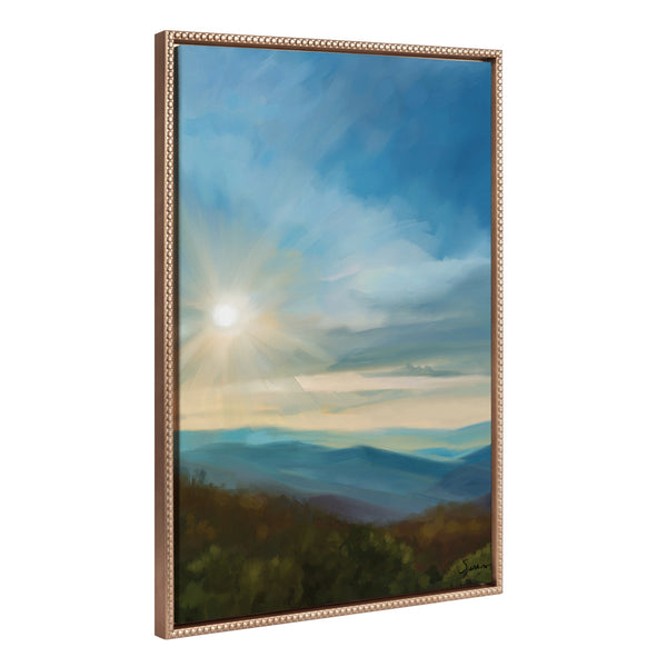 Kate & Laurel Sylvie Beaded Blue Ridge Sun Framed Canvas By Mary Sparrow