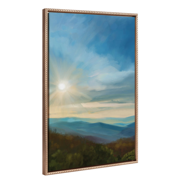 kate & laurel Sylvie Beaded Blue Ridge Sun Framed Canvas by Mary Sparrow