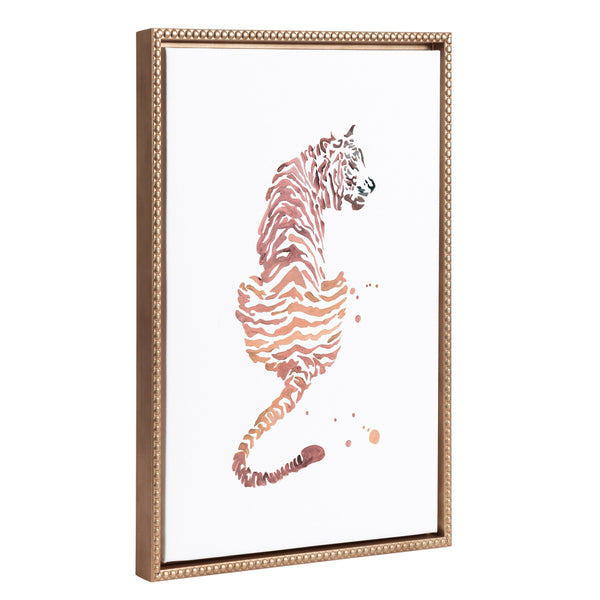Kate & Laurel Sylvie Beaded Boho Tiger Framed Canvas By Viola Kreczmer
