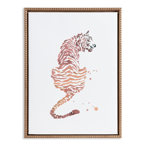 Kate & Laurel Sylvie Beaded Boho Tiger Framed Canvas By Viola Kreczmer
