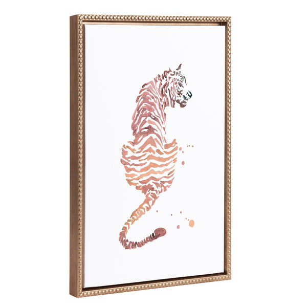kate & laurel Sylvie Beaded Boho Tiger Framed Canvas by Viola Kreczmer