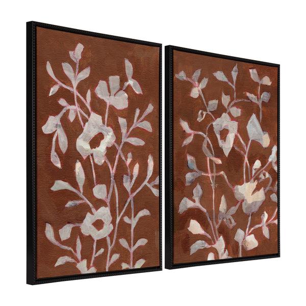Kate & Laurel Sylvie Beaded Botanical Harmony I And II Framed Canvas Art Set By Nikita Jariwala