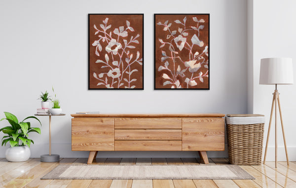 Kate & Laurel Sylvie Beaded Botanical Harmony I And II Framed Canvas Art Set By Nikita Jariwala