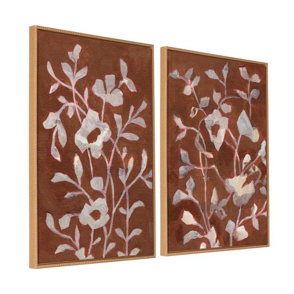 kate & laurel Sylvie Beaded Botanical Harmony I and II Framed Canvas Art Set by Nikita Jariwala