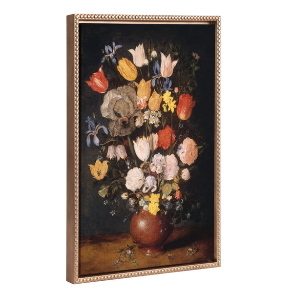 kate & laurel Sylvie Beaded Bouquet of Flowers in an Earthenware Vase Framed Canvas by The Art Institute of Chicago