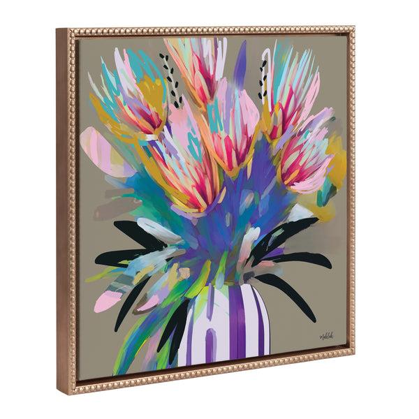 Kate & Laurel Sylvie Beaded Bright Flowers Framed Canvas By Inkheart Designs