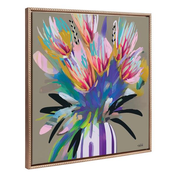 kate & laurel Sylvie Beaded Bright Flowers Framed Canvas by Inkheart Designs