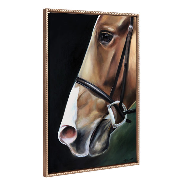 kate & laurel Sylvie Beaded Chestnut Horse Framed Canvas by Mary Sparrow