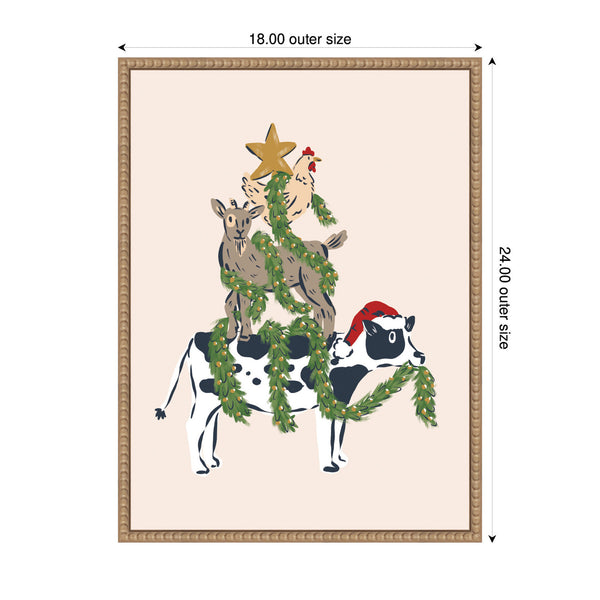 Kate & Laurel Sylvie Beaded Christmas Farm Animals Stack Framed Canvas By Krissy Mast