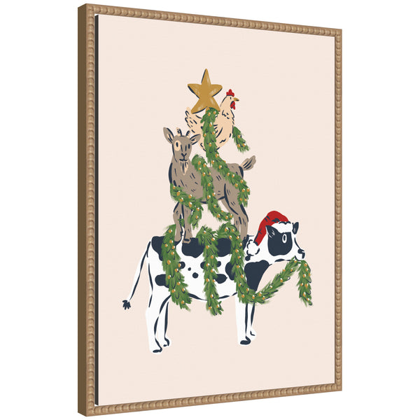 kate & laurel Sylvie Beaded Christmas Farm Animals Stack Framed Canvas by Krissy Mast