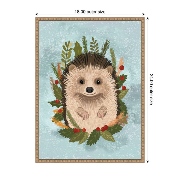 Kate & Laurel Sylvie Beaded Christmas Hedgehog Framed Canvas By Mia Charro